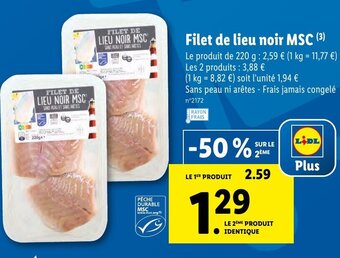 Lidl Filet de lieu noir MSC offre