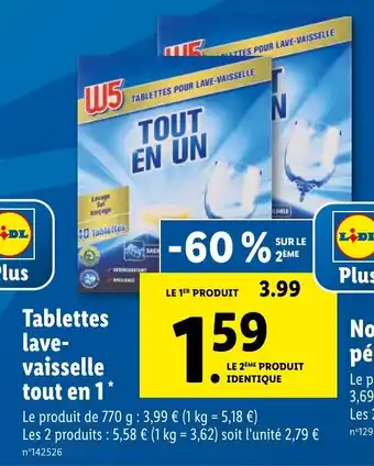Lidl Tablettes lave-vaisselle tout en 1 offre
