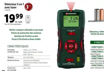 Lidl Détecteur 5 en 1 avec laser offre