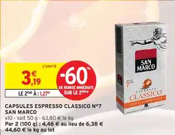 Intermarché Hyper SAN MARCO CAPSULES ESPRESSO CLASSICO N°7 offre