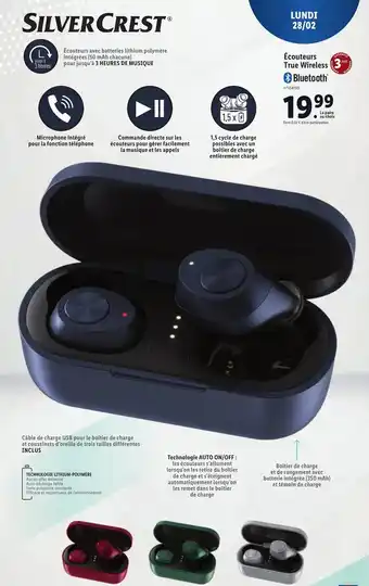 Lidl Écouteurs True Wireless offre