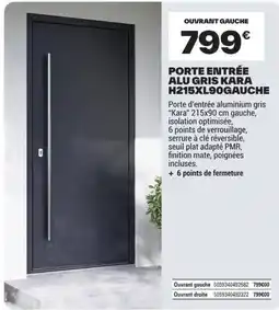 Brico Dépôt KARA Porte entrée alu gris offre