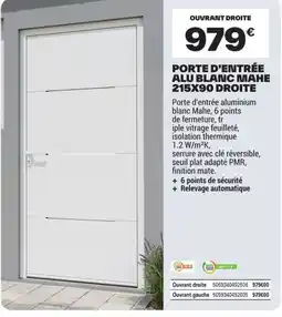 Brico Dépôt MAHE Porte d'entrée alu blanc offre