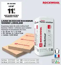 Brico Dépôt ROCKWOOL Laine de roche Rockmur offre