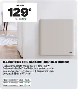 Brico Dépôt CORONA Radiateur ceramique offre