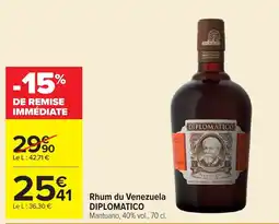 Carrefour Market DIPLOMATICO Rhum du Venezuela offre