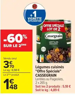 Carrefour Market Cassegrain Légumes cuisinés offre
