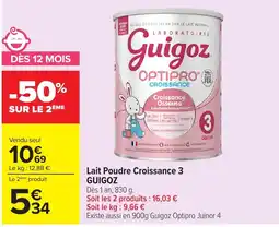 Carrefour Market Guigoz Lait Poudre Croissance 3 offre