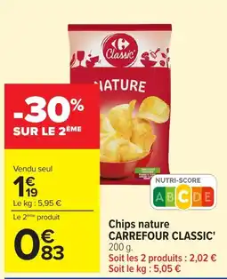 Carrefour Carrefour Classic' Chips nature offre
