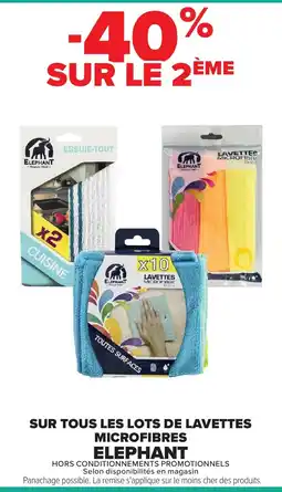 Carrefour Market Elephant sur tous les lots de lavettes microfibres offre