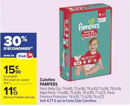 Carrefour Market Pampers Culottes offre