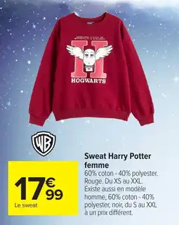 Carrefour WB Sweat Harry Potter femme offre