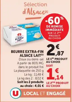 Super U ALSACE LAIT BEURRE EXTRA-FIN offre