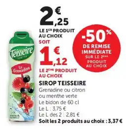 Super U Teisseire Sirop offre