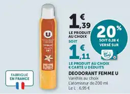 Super U DEODORANT FEMME U offre