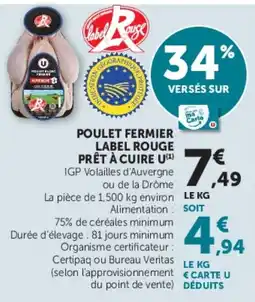 Super U Label Rouge Poulet fermier offre