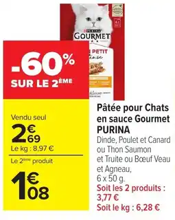 Carrefour PURINA Pâtée pour Chats en sauce Gourmet offre