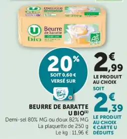 Hyper U U BIO Beurre de baratte offre