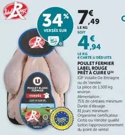 Hyper U Label Rouge Poulet Blanc Fermier offre
