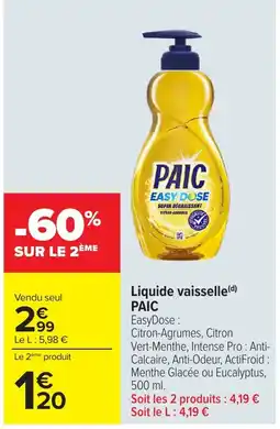 Carrefour PAIC Liquide vaisselle offre