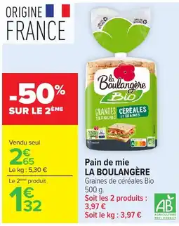 Carrefour Market La Boulangère Pain de mie offre