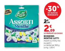 Hyper U Lutti Bonbons Menthe offre
