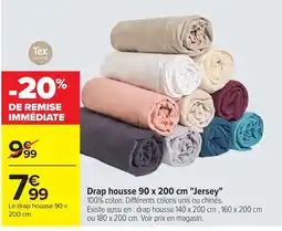 Carrefour Tex HOME Drap housse 90 x 200 cm "Jersey" offre