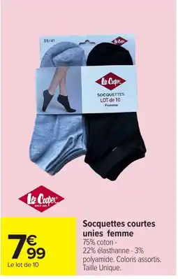 Carrefour Lee Cooper Socquettes courtes unies femme offre