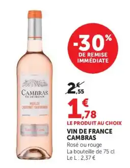 Hyper U CAMBRAS Vin de France offre