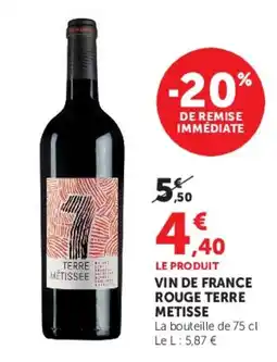 Hyper U Terre Métissée Vin de France Rouge offre