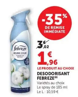 Hyper U Febreze Brume d'air offre
