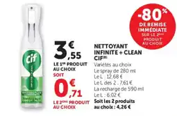 Hyper U CIF NETTOYANT INFINITE + CLEAN offre