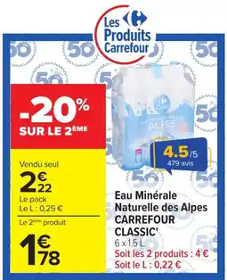 Carrefour Market Carrefour Classic Eau Minérale Naturelle des Alpes offre