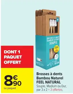 Carrefour Market FEEL NATURAL Brosses à dents Bambou Naturel offre