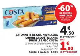 Super U COSTA Batonnet de colin d'Alaska offre