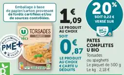 Super U Pates completes u bio offre