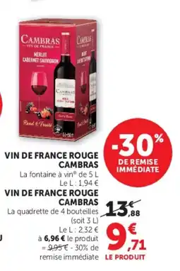 Super U CAMBRAS VIN DE FRANCE ROUGE offre