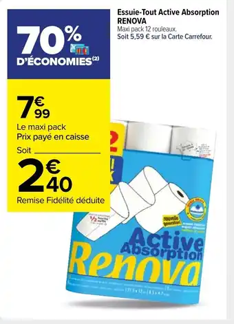 Carrefour Market Essuie-Tout Active Absorption Renova offre