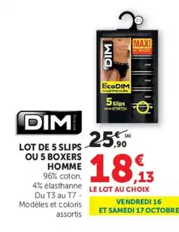 Super U Dim lot de 5 slips ou 5 boxers homme offre
