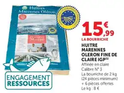 Super U LA BOURRICHÉ HUITRE MARENNES OLERON FINE DE CLAIRE IGP offre
