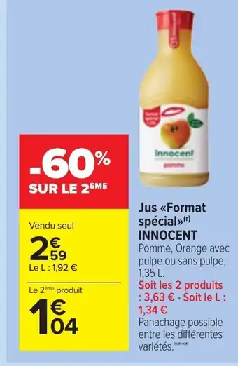 Carrefour Market Jus Format spécial Innocent offre