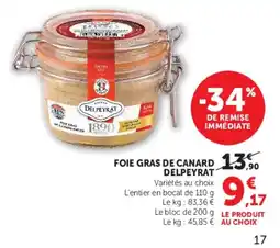Hyper U DELPEYRAT Foie gras de canard offre