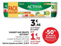 Super U ACTIVIA YAOURT AUX FRUITS offre