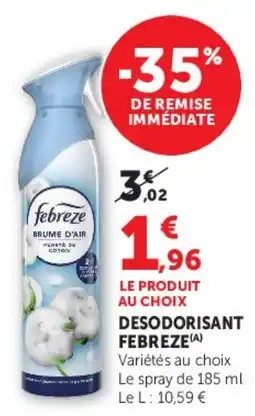 Super U Febreze Brume d'air offre