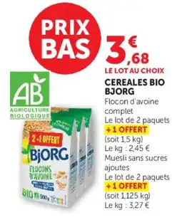 Hyper U BJORG Flocon d'avoine complet offre