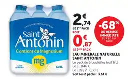 Hyper U Saint Antonin EAU MINERALE NATURELLE offre