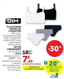 Super U DIM FILLE ECODIM offre