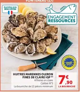 Hyper U HUITRES MARENNES OLERON FINES DE CLAIRE IGP offre