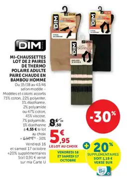 Super U DIM MI-CHAUSSETTES offre