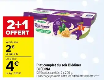 Carrefour Market Plat complet du soir Blédiners Blédina offre